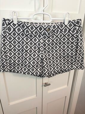 J. Crew Black and White Geometric Cotton Blend Shorts